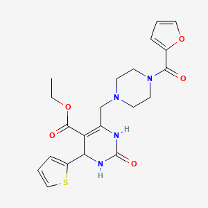 molecular formula C21H24N4O5S B11283771 Ethyl 6-{[4-(furan-2-ylcarbonyl)piperazin-1-yl]methyl}-2-oxo-4-(thiophen-2-yl)-1,2,3,4-tetrahydropyrimidine-5-carboxylate 