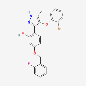 molecular formula C23H18BrFN2O3 B11283779 2-[4-(2-bromophenoxy)-3-methyl-1H-pyrazol-5-yl]-5-[(2-fluorobenzyl)oxy]phenol 