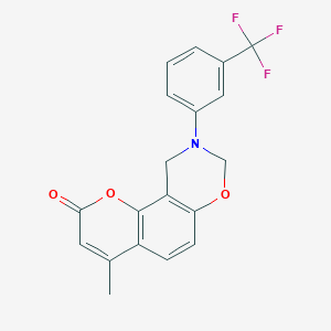 4-methyl-9-[3-(trifluoromethyl)phenyl]-9,10-dihydro-2H,8H-chromeno[8,7-e][1,3]oxazin-2-one