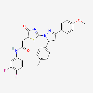 molecular formula C28H24F2N4O3S B11283835 N-(3,4-difluorophenyl)-2-{2-[3-(4-methoxyphenyl)-5-(4-methylphenyl)-4,5-dihydro-1H-pyrazol-1-yl]-4-oxo-4,5-dihydro-1,3-thiazol-5-yl}acetamide 