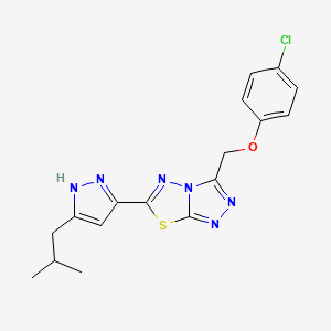 molecular formula C17H17ClN6OS B11283840 3-[(4-chlorophenoxy)methyl]-6-[5-(2-methylpropyl)-1H-pyrazol-3-yl][1,2,4]triazolo[3,4-b][1,3,4]thiadiazole 