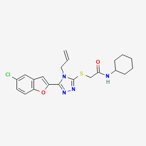 molecular formula C21H23ClN4O2S B11283856 2-{[5-(5-chloro-1-benzofuran-2-yl)-4-(prop-2-en-1-yl)-4H-1,2,4-triazol-3-yl]sulfanyl}-N-cyclohexylacetamide 