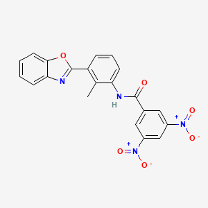 molecular formula C21H14N4O6 B11283860 N-[3-(1,3-benzoxazol-2-yl)-2-methylphenyl]-3,5-dinitrobenzamide 