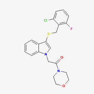 molecular formula C21H20ClFN2O2S B11283861 2-(3-((2-chloro-6-fluorobenzyl)thio)-1H-indol-1-yl)-1-morpholinoethanone 