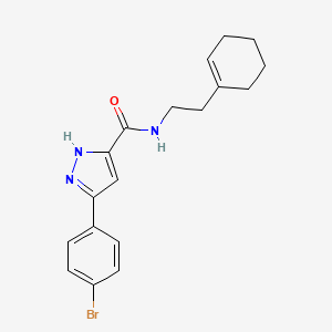 molecular formula C18H20BrN3O B11283908 3-(4-Bromophenyl)-N-[2-(cyclohex-1-EN-1-YL)ethyl]-1H-pyrazole-5-carboxamide CAS No. 1093426-15-3