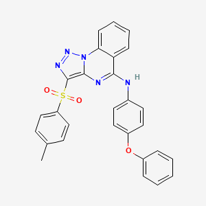 molecular formula C28H21N5O3S B11283916 N-(4-phenoxyphenyl)-3-tosyl-[1,2,3]triazolo[1,5-a]quinazolin-5-amine 