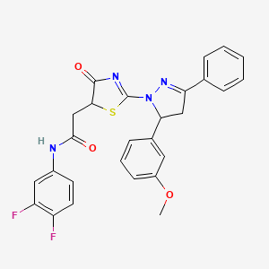 N-(3,4-difluorophenyl)-2-{2-[5-(3-methoxyphenyl)-3-phenyl-4,5-dihydro-1H-pyrazol-1-yl]-4-oxo-4,5-dihydro-1,3-thiazol-5-yl}acetamide