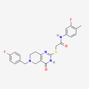 molecular formula C23H22F2N4O2S B11283966 2-{[6-(4-fluorobenzyl)-4-oxo-3,4,5,6,7,8-hexahydropyrido[4,3-d]pyrimidin-2-yl]sulfanyl}-N-(3-fluoro-4-methylphenyl)acetamide 