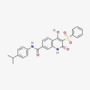 molecular formula C25H22N2O5S B11283969 4-hydroxy-N-(4-isopropylphenyl)-2-oxo-3-(phenylsulfonyl)-1,2-dihydroquinoline-7-carboxamide 