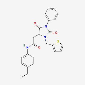 molecular formula C24H23N3O3S B11283999 2-[2,5-dioxo-1-phenyl-3-(thiophen-2-ylmethyl)imidazolidin-4-yl]-N-(4-ethylphenyl)acetamide 