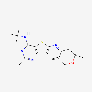 N-tert-butyl-5,5,13-trimethyl-6-oxa-17-thia-2,12,14-triazatetracyclo[8.7.0.03,8.011,16]heptadeca-1,3(8),9,11,13,15-hexaen-15-amine