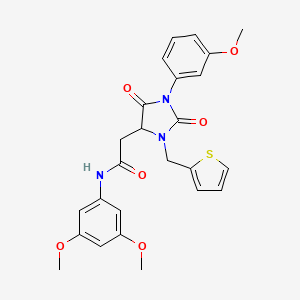 molecular formula C25H25N3O6S B11284091 N-(3,5-dimethoxyphenyl)-2-[1-(3-methoxyphenyl)-2,5-dioxo-3-(thiophen-2-ylmethyl)imidazolidin-4-yl]acetamide 