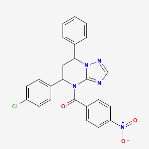 molecular formula C24H18ClN5O3 B11284101 [5-(4-chlorophenyl)-7-phenyl-6,7-dihydro[1,2,4]triazolo[1,5-a]pyrimidin-4(5H)-yl](4-nitrophenyl)methanone 