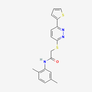 molecular formula C18H17N3OS2 B11284136 N-(2,5-Dimethylphenyl)-2-{[6-(thiophen-2-YL)pyridazin-3-YL]sulfanyl}acetamide 