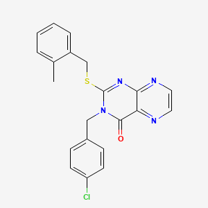 3-[(4-Chlorophenyl)methyl]-2-{[(2-methylphenyl)methyl]sulfanyl}-3,4-dihydropteridin-4-one