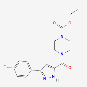 ethyl 4-(5-(4-fluorophenyl)-1H-pyrazole-3-carbonyl)piperazine-1-carboxylate