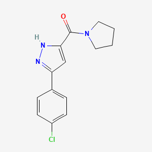 molecular formula C14H14ClN3O B11284215 3-(4-Chlorophenyl)-5-(pyrrolidine-1-carbonyl)-1H-pyrazole 