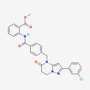 Methyl 2-(4-{[2-(3-chlorophenyl)-5-oxo-4H,5H,6H,7H-pyrazolo[1,5-A]pyrimidin-4-YL]methyl}benzamido)benzoate