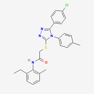 molecular formula C26H25ClN4OS B11284258 2-{[5-(4-chlorophenyl)-4-(4-methylphenyl)-4H-1,2,4-triazol-3-yl]sulfanyl}-N-(2-ethyl-6-methylphenyl)acetamide CAS No. 477331-35-4