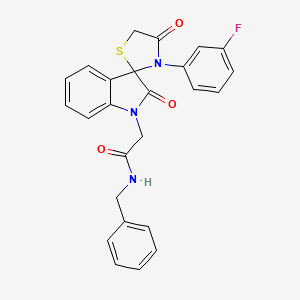 molecular formula C25H20FN3O3S B11284273 N-benzyl-2-[3'-(3-fluorophenyl)-2,4'-dioxo-1,2-dihydrospiro[indole-3,2'-[1,3]thiazolidine]-1-yl]acetamide 