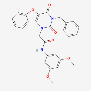 molecular formula C27H23N3O6 B11284275 2-(3-benzyl-2,4-dioxo-3,4-dihydro[1]benzofuro[3,2-d]pyrimidin-1(2H)-yl)-N-(3,5-dimethoxyphenyl)acetamide 