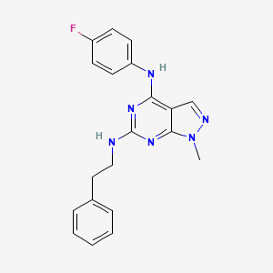 molecular formula C20H19FN6 B11284291 N~4~-(4-fluorophenyl)-1-methyl-N~6~-(2-phenylethyl)-1H-pyrazolo[3,4-d]pyrimidine-4,6-diamine 