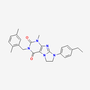 molecular formula C25H27N5O2 B11284311 2-[(2,5-Dimethylphenyl)methyl]-6-(4-ethylphenyl)-4-methyl-7,8-dihydropurino[7,8-a]imidazole-1,3-dione 