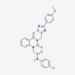 molecular formula C26H20BrN5O5 B11284364 N-(4-bromophenyl)-2-(3-((3-(4-methoxyphenyl)-1,2,4-oxadiazol-5-yl)methyl)-2,4-dioxo-3,4-dihydroquinazolin-1(2H)-yl)acetamide 