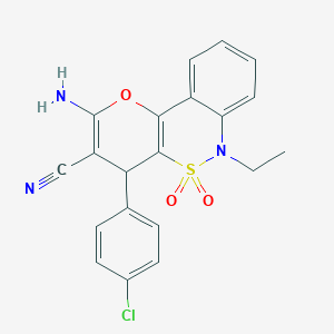 2-Amino-4-(4-chlorophenyl)-6-ethyl-4,6-dihydropyrano[3,2-c][2,1]benzothiazine-3-carbonitrile 5,5-dioxide