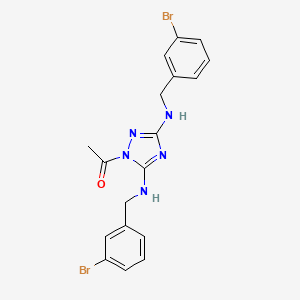 molecular formula C18H17Br2N5O B11284385 1-{3,5-bis[(3-bromobenzyl)amino]-1H-1,2,4-triazol-1-yl}ethanone 