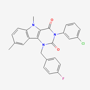 molecular formula C25H19ClFN3O2 B11284388 3-(3-chlorophenyl)-1-(4-fluorobenzyl)-5,8-dimethyl-1H-pyrimido[5,4-b]indole-2,4(3H,5H)-dione 