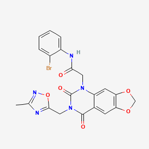 molecular formula C21H16BrN5O6 B11284425 N-(2-bromophenyl)-2-{7-[(3-methyl-1,2,4-oxadiazol-5-yl)methyl]-6,8-dioxo-2H,5H,6H,7H,8H-[1,3]dioxolo[4,5-g]quinazolin-5-yl}acetamide 