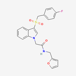 molecular formula C22H19FN2O4S B11284448 2-{3-[(4-fluorophenyl)methanesulfonyl]-1H-indol-1-yl}-N-[(furan-2-yl)methyl]acetamide 