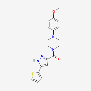 molecular formula C19H20N4O2S B11284464 1-(4-Methoxyphenyl)-4-[3-(thiophen-2-YL)-1H-pyrazole-5-carbonyl]piperazine 