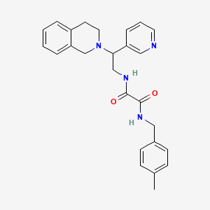 molecular formula C26H28N4O2 B11284466 N1-(2-(3,4-dihydroisoquinolin-2(1H)-yl)-2-(pyridin-3-yl)ethyl)-N2-(4-methylbenzyl)oxalamide 