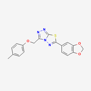 molecular formula C18H14N4O3S B11284478 6-(1,3-Benzodioxol-5-yl)-3-[(4-methylphenoxy)methyl][1,2,4]triazolo[3,4-b][1,3,4]thiadiazole 