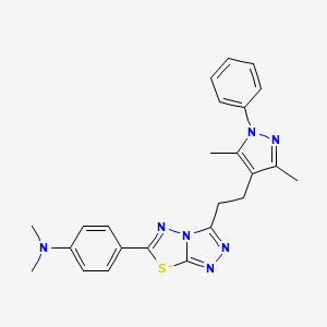 molecular formula C24H25N7S B11284483 4-{3-[2-(3,5-dimethyl-1-phenyl-1H-pyrazol-4-yl)ethyl][1,2,4]triazolo[3,4-b][1,3,4]thiadiazol-6-yl}-N,N-dimethylaniline 