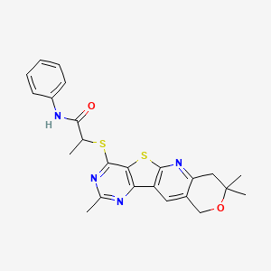 N-phenyl-2-[(5,5,13-trimethyl-6-oxa-17-thia-2,12,14-triazatetracyclo[8.7.0.03,8.011,16]heptadeca-1,3(8),9,11,13,15-hexaen-15-yl)sulfanyl]propanamide