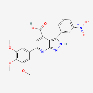 3-(3-nitrophenyl)-6-(3,4,5-trimethoxyphenyl)-1H-pyrazolo[3,4-b]pyridine-4-carboxylic acid