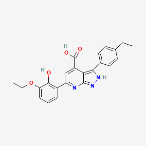 molecular formula C23H21N3O4 B11284511 6-(3-Ethoxy-2-hydroxyphenyl)-3-(4-ethylphenyl)-2H-pyrazolo[3,4-B]pyridine-4-carboxylic acid 