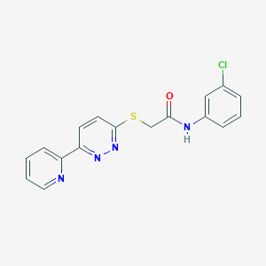 molecular formula C17H13ClN4OS B11284525 N-(3-chlorophenyl)-2-((6-(pyridin-2-yl)pyridazin-3-yl)thio)acetamide 