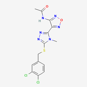 molecular formula C14H12Cl2N6O2S B11284527 N-(4-{5-[(3,4-dichlorobenzyl)sulfanyl]-4-methyl-4H-1,2,4-triazol-3-yl}-1,2,5-oxadiazol-3-yl)acetamide 