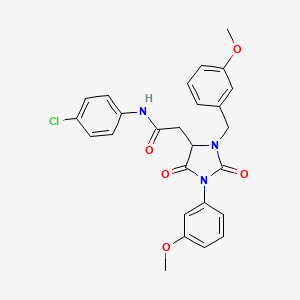 N-(4-chlorophenyl)-2-[3-(3-methoxybenzyl)-1-(3-methoxyphenyl)-2,5-dioxoimidazolidin-4-yl]acetamide