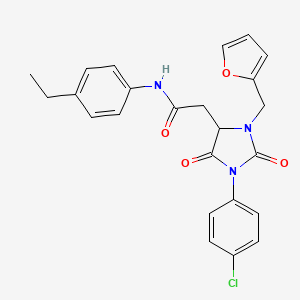 2-[1-(4-chlorophenyl)-3-(furan-2-ylmethyl)-2,5-dioxoimidazolidin-4-yl]-N-(4-ethylphenyl)acetamide