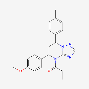 molecular formula C22H24N4O2 B11284640 1-[5-(4-methoxyphenyl)-7-(4-methylphenyl)-6,7-dihydro[1,2,4]triazolo[1,5-a]pyrimidin-4(5H)-yl]propan-1-one 