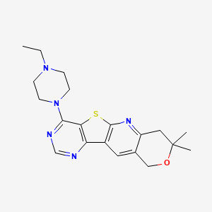 molecular formula C20H25N5OS B11284684 15-(4-ethylpiperazin-1-yl)-5,5-dimethyl-6-oxa-17-thia-2,12,14-triazatetracyclo[8.7.0.03,8.011,16]heptadeca-1,3(8),9,11,13,15-hexaene 