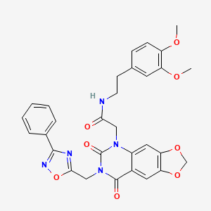 N-(3,4-dimethoxyphenethyl)-2-(6,8-dioxo-7-((3-phenyl-1,2,4-oxadiazol-5-yl)methyl)-7,8-dihydro-[1,3]dioxolo[4,5-g]quinazolin-5(6H)-yl)acetamide