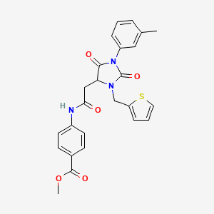 molecular formula C25H23N3O5S B11284718 Methyl 4-({[1-(3-methylphenyl)-2,5-dioxo-3-(thiophen-2-ylmethyl)imidazolidin-4-yl]acetyl}amino)benzoate 