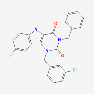 molecular formula C26H22ClN3O2 B11284721 3-benzyl-1-(3-chlorobenzyl)-5,8-dimethyl-1H-pyrimido[5,4-b]indole-2,4(3H,5H)-dione 