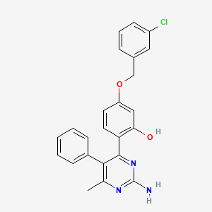 2-(2-Amino-6-methyl-5-phenylpyrimidin-4-yl)-5-[(3-chlorophenyl)methoxy]phenol